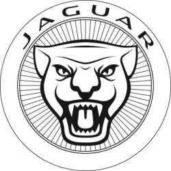 STICKER JAGUAR logo blanc noir diam  60 mm