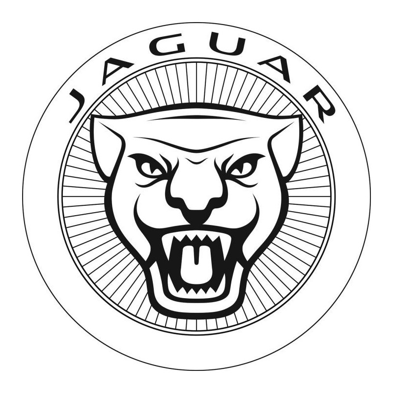 STICKER JAGUAR logo blanc noir diam  60 mm