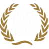 STICKER les100 tours logo or/blanc L100 H 85 mm