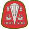 STICKER HUDSON logo rouge L 65 H 70 mm