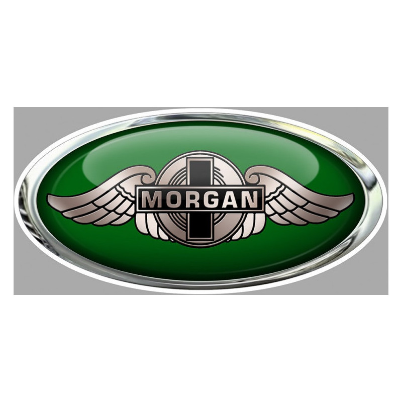 STICKER MORGAN logo Ecusson-bsa ovale vert L 100 H 50 mm