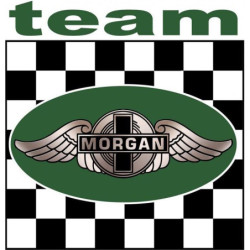 STICKER MORGAN-Logo team vert/damier l 120 H 125 mm