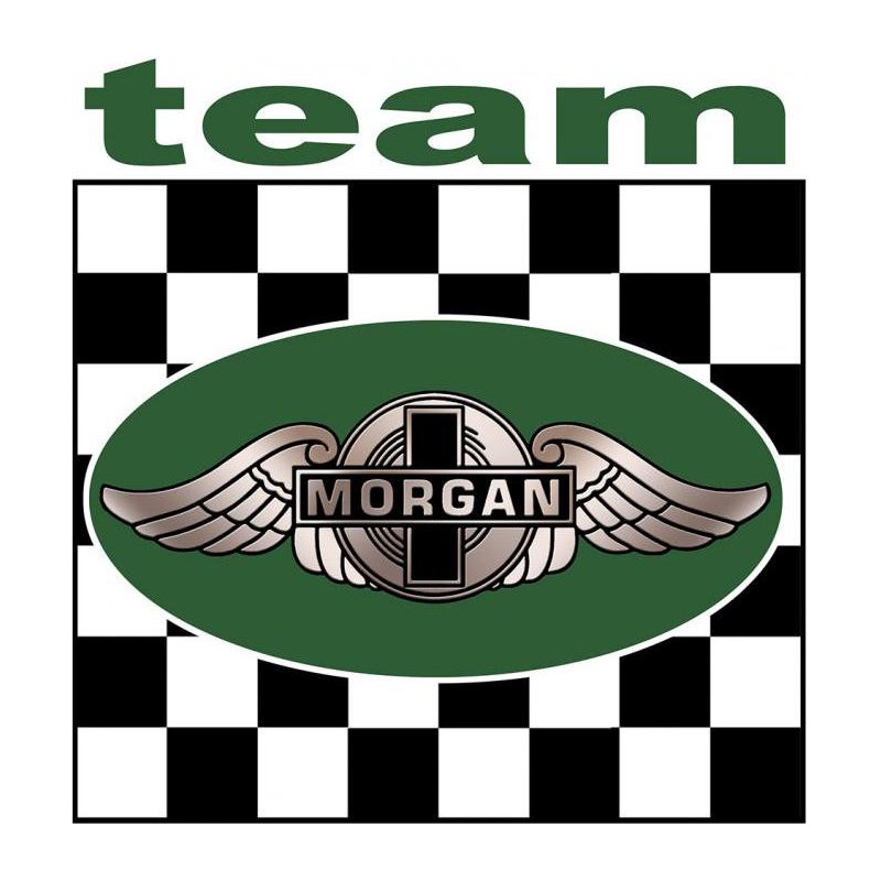 STICKER MORGAN-Logo team vert/damier l 120 H 125 mm