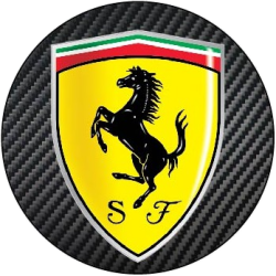 STICKER FERRARI centre roue jaune noir Diam 50 mm