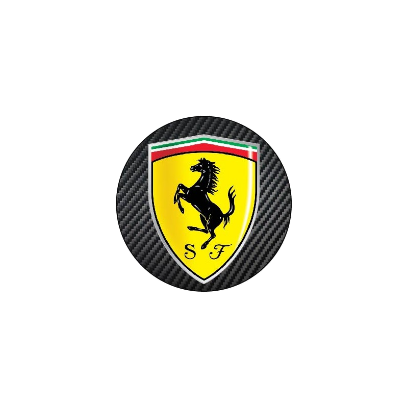 STICKER FERRARI centre roue jaune noir Diam 50 mm