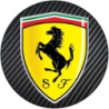 Autocollant FERRARI centre roue jaune noir Diam 50 mm