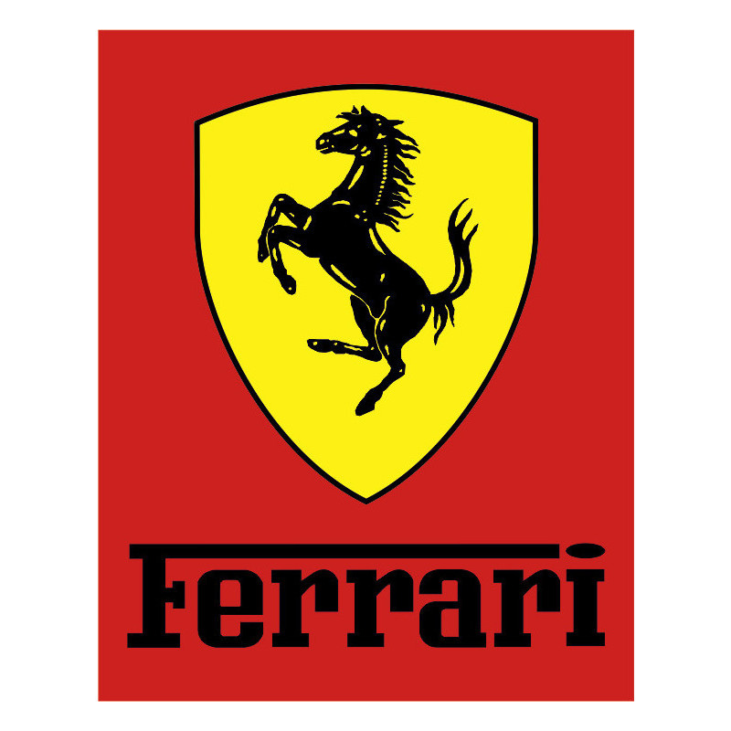 STICKER FERRARI Logo rectangle rouge noir-jaune L 100 H 125mm