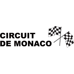 Autocollant MONACO script damier noir L 100 H 30 mm