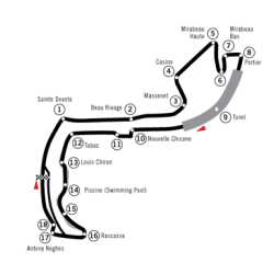 Autocollant MONACO circuit lieux L 130 H 135 mm