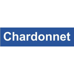 Autocollant CHARDONNET logo blanc fond bleu1  L 500 H 130 mm