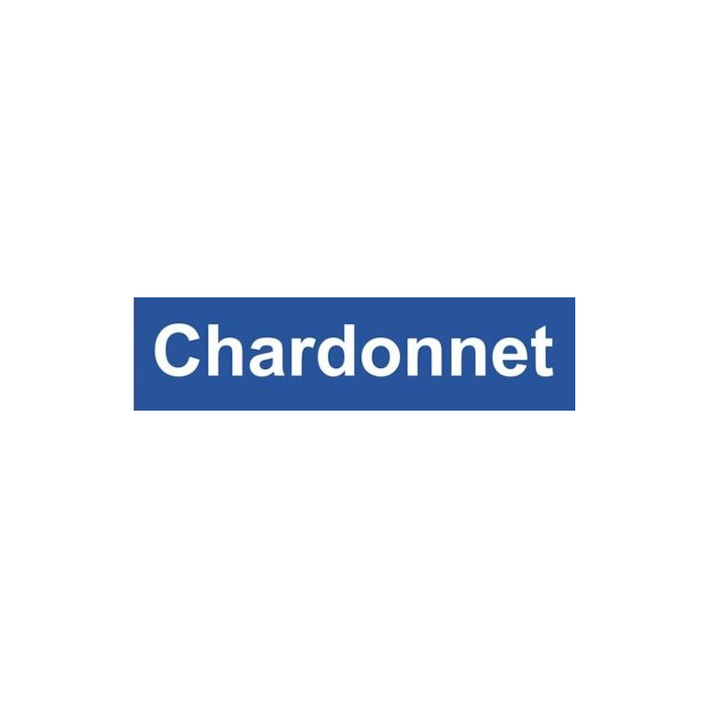 Autocollant CHARDONNET logo blanc fond bleu1  L 500 H 130 mm