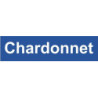 Autocollant CHARDONNET logo blanc fond bleu1  L 500 H 130 mm