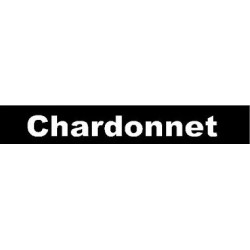 STICKER CHARDONNET pare-soleil fond noir lettrage blanc L 1200 mm H 100 mm