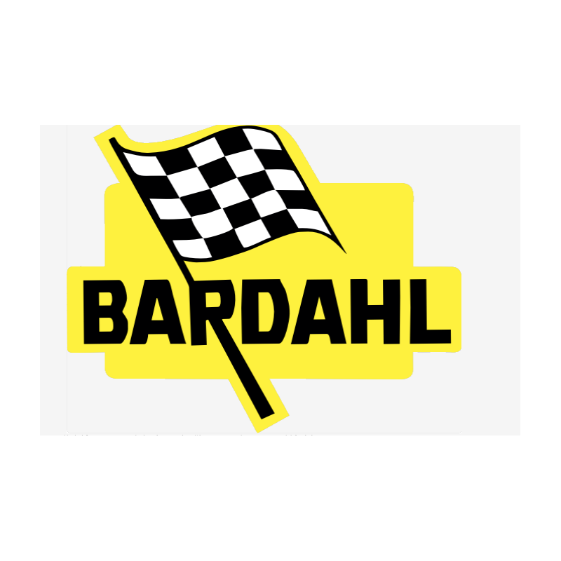 Autocollant BARDAHL logo damier jaune L 113 H 73 mm