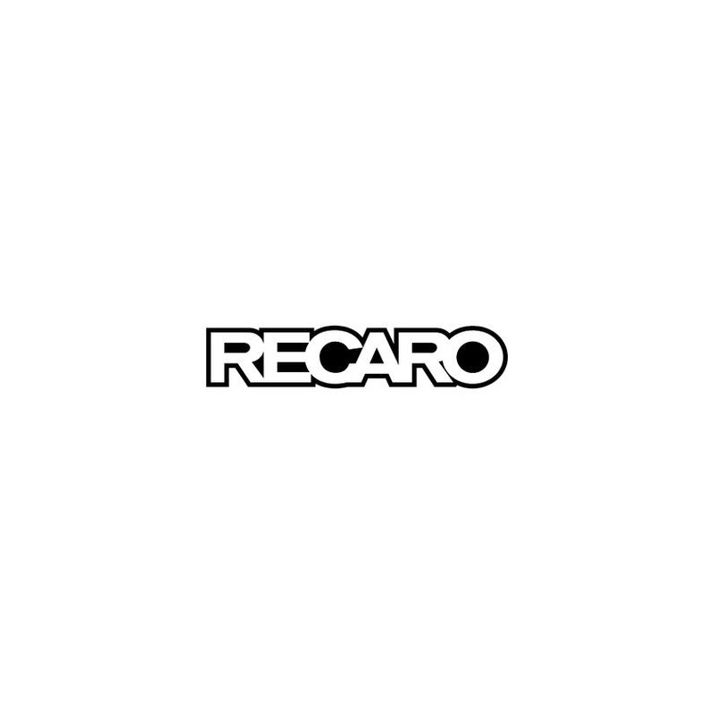 STICKER RECARO-Logo blanc detourage noir  L 100 H 30 mm