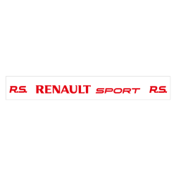 Autocollant RENAULT SPORT pare soleil RS blanc texte rouge L 100 H 180 mm