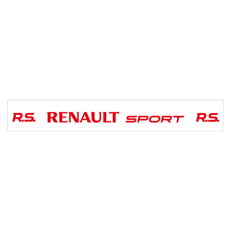 Autocollant RENAULT SPORT pare soleil RS blanc texte rouge L 100 H 180 mm