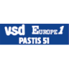 Autocollant VSD logo Paris-Dakar Europe1 Pastis51 bleu L500 H 150 mm