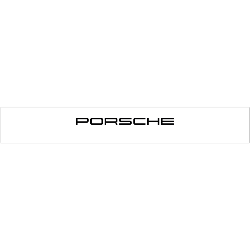 Autocollant PORSCHE Pare Soleil fond blanc lettrage noir L 1400 H 200mm