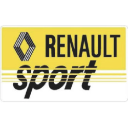 Autocollant RENAULT SPORT fond jaune/blanc strié lettrage noir L100 H 60 mm