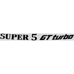 Autocollant RENAULT SPORT Super 5 GT Turbo fond gris lettrage noir L 1300 H 180 mm