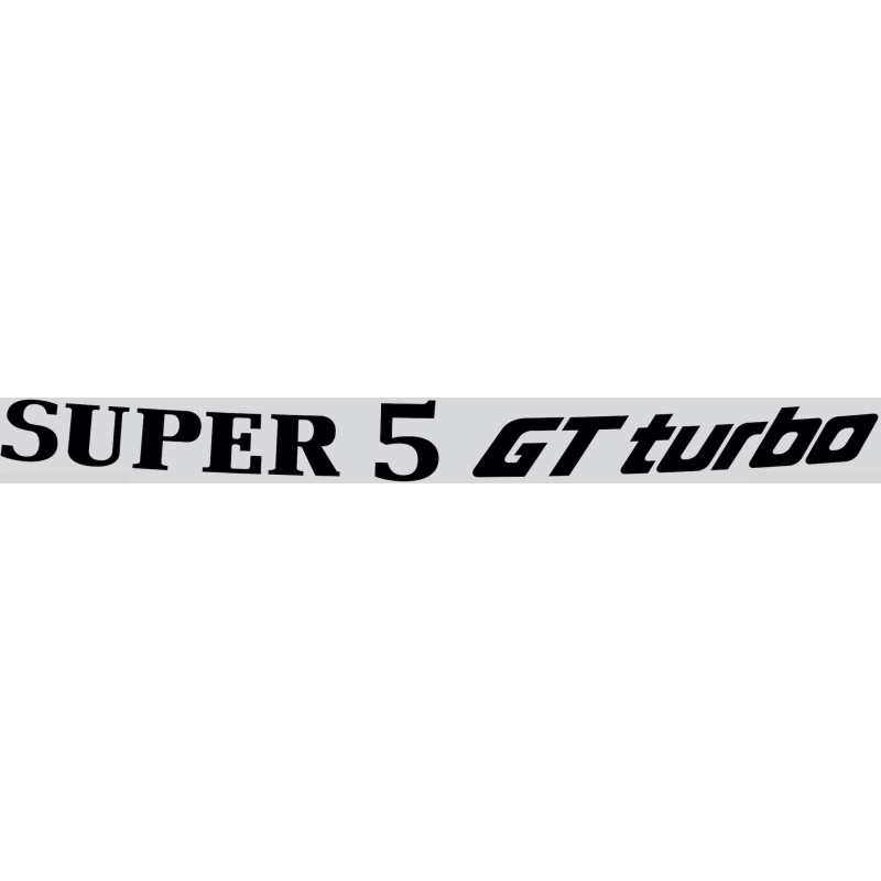 Autocollant RENAULT SPORT Super 5 GT Turbo fond gris lettrage noir L 1300 H 180 mm