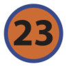 STICKER Numero Rond 23 orange liseret bleu diam 150 mm