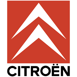 STICKER CITROEN Logo carre chevron blanc fond rouge L 200 H 240 mm