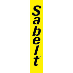 Autocollant logo Sabelt noir jaune vertical L 25 H 140 mm