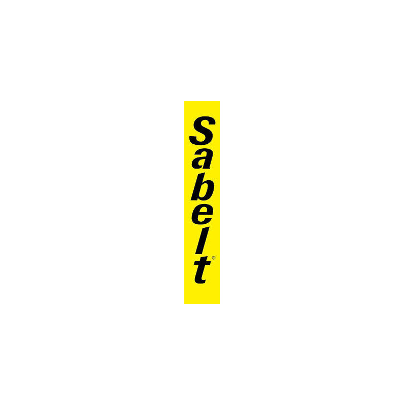 Autocollant logo Sabelt noir jaune vertical L 25 H 140 mm