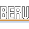 Autocollant BERU logo blanc detour noir bandes orange bleu L120 H 60 mm