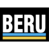 Autocollant BERU logo blanc fond noir bande bleu jaune.L 150 H 100mm