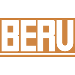 Autocollant BERU logo blanc fond orange L120 H60 mm