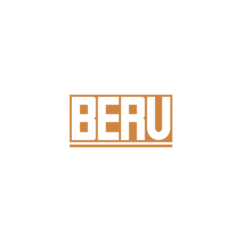 Autocollant BERU logo blanc fond orange L120 H60 mm