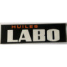 autcollant huile LABO noir/rouge fond blanc L100 H50 mm