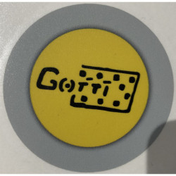 sticker GOTTI centre roue jaune cercle gris diam73 mm