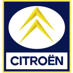 Autocollant CITROEN Logo cadre jaune fond bleu L 100 H 100 mm