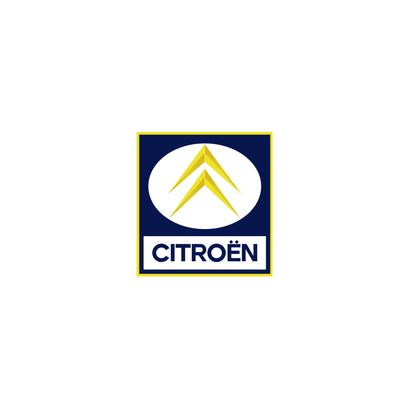 STICKER CITROEN Logo cadre jaune fond bleu L 100 H 100 mm