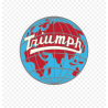 autocollant TRIUMPH logo mapmonde rouge/bleu diam 50 mm