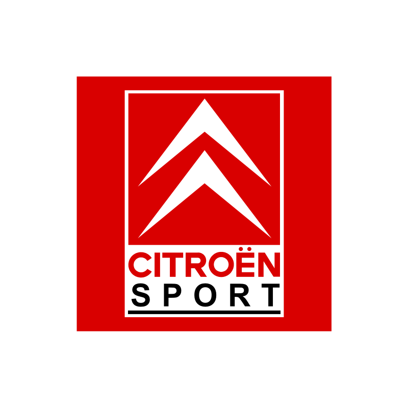 Autocollant CITROEN-sport logo carre rouge  100/100 mm