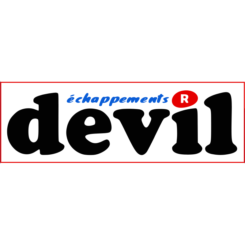 Autocollant DEVIL logo Echappement bleu L 100 H 34 mm