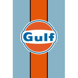 Autocollant GULF Bande fond bleu ciel  H 400 L 270 mm