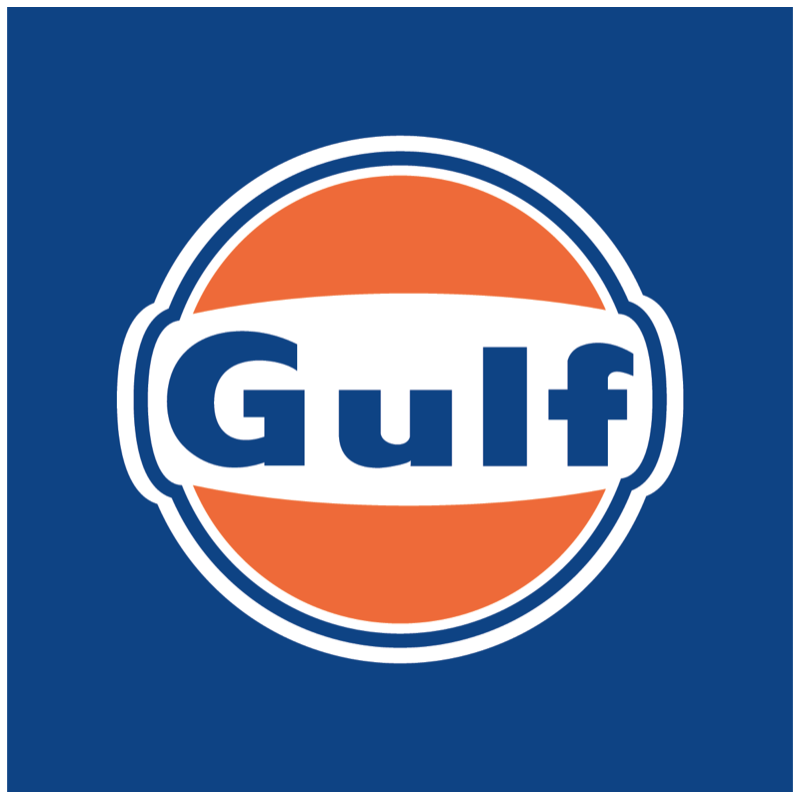 Autocollant GULF Logo fond carre bleu L 50 H 50 mm