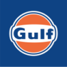 Autocollant GULF Logo fond carre bleu L 50 H 50 mm