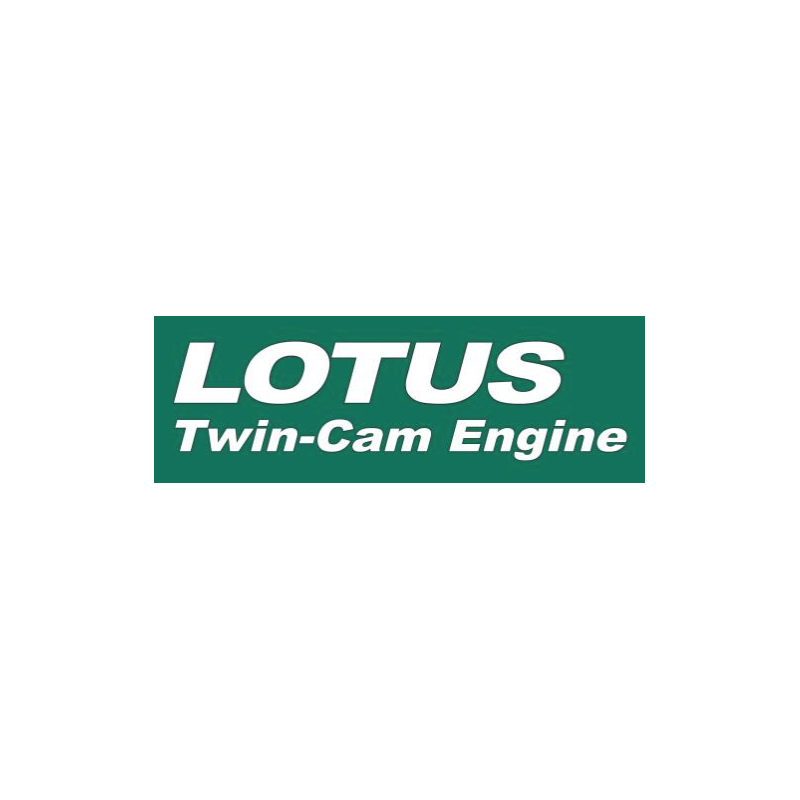 STICKER LOTUS TWIN CAM ENGINE blanc fond vertL 100 H 34 mm