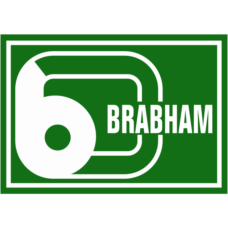 Autocollant BRABHAM logo Brabham Racing Organisation vert L 100 H 70 mm