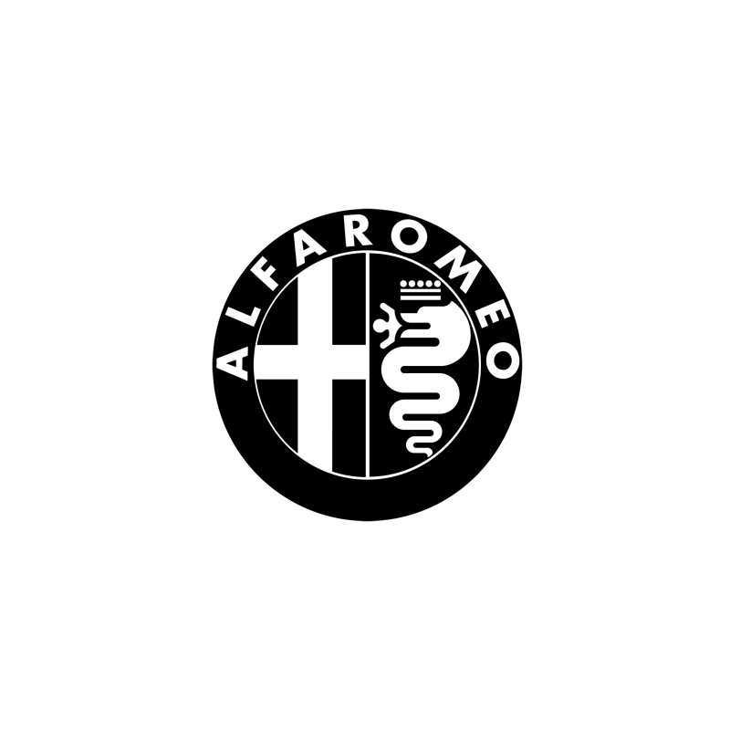 Autocollant ALFA ROMEO  logo fond noir/blanc diam 50 mm