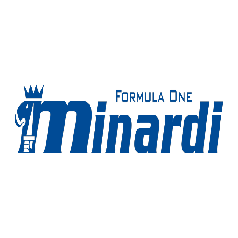 STICKER MINARDI logo F1 Team bleu L 60 H 20 mm