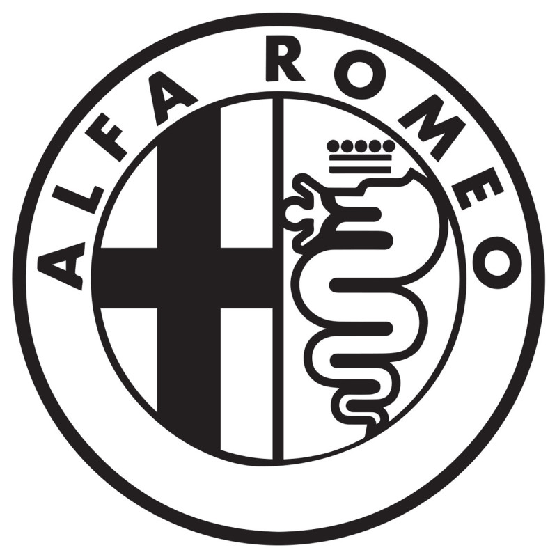 STICKER ALFA ROMEO  logo noir blanc diam 50 mm