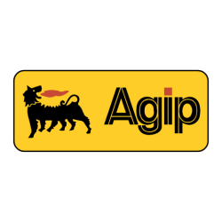 Autocollant AGIP logo noir fond jaune  L 89 h 37 mm